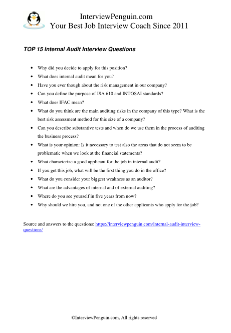 Job interview questions it auditor