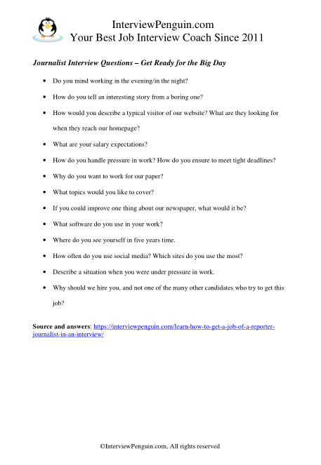 Interview questions for reporter job