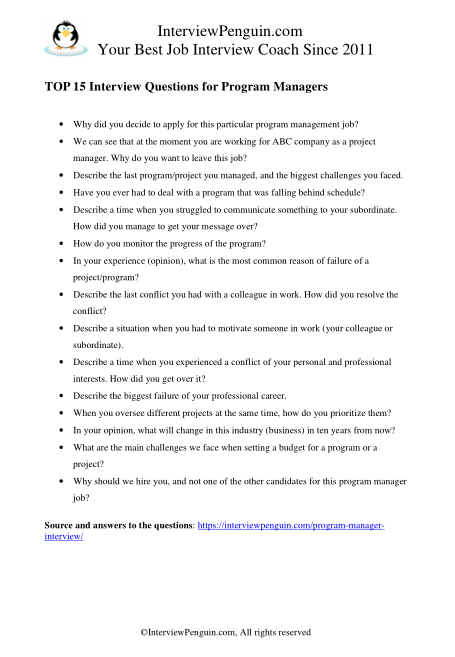 interview questions for research program manager