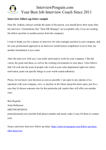 Followup Letter To Interview from interviewpenguin.com