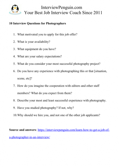 interview questions travel photographer