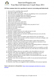 30 most common interview questions, PDF