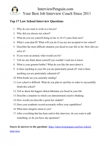 17 Law School Interview Questions & Answers